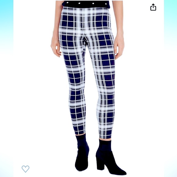NWT MASION JULES ALL-OVER B&W PLAIDED 
BUSINESS DRESSY LEGGINGS/CASUAL PANTS - Picture 8 of 16